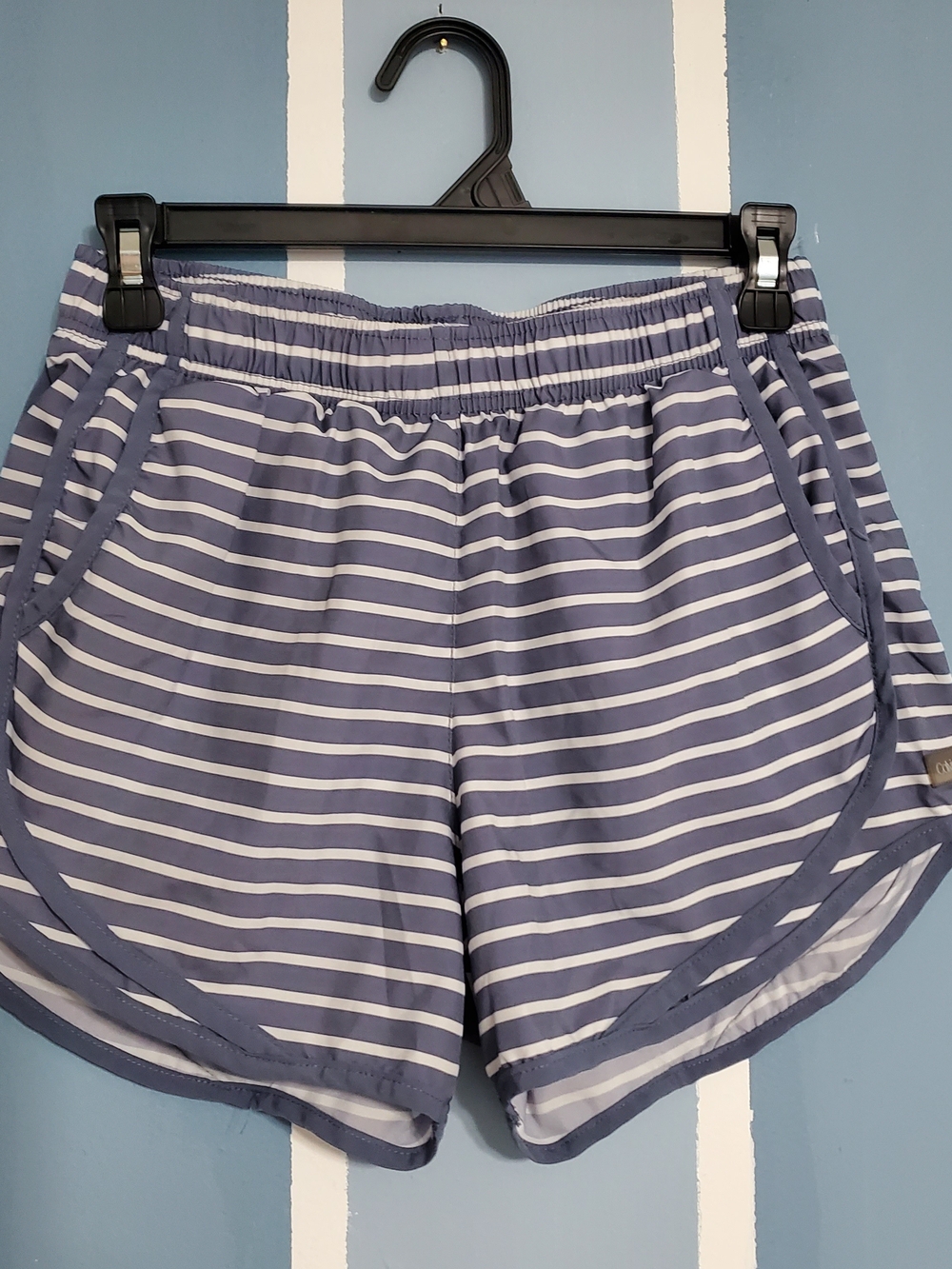 Calvin Klein Navy and White Striped Athletic Shorts